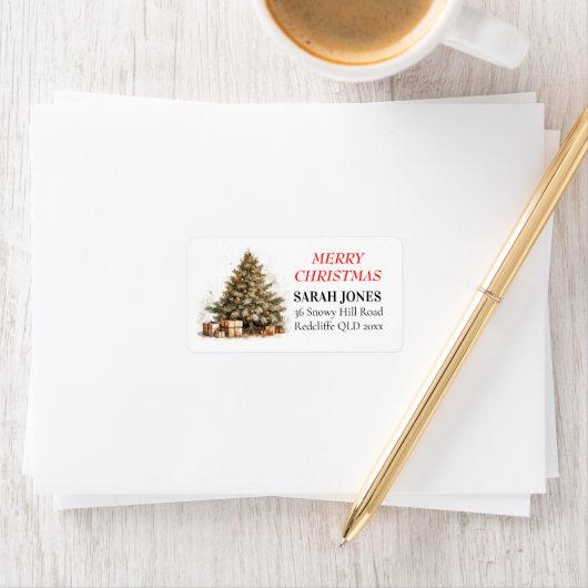 金ゴールドヴィンテージかわいいメリークリスマスツリーのご要望 ラベル (インサイチュ)