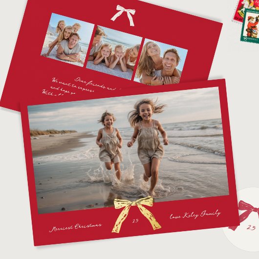 金ゴールドヴィンテージが赤メリーのクリスマス 箔シーズンカード