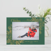 金ゴールドヴィンテージの植物体のフレーム写真メリークリスマス シーズンカード (スタンド正面)