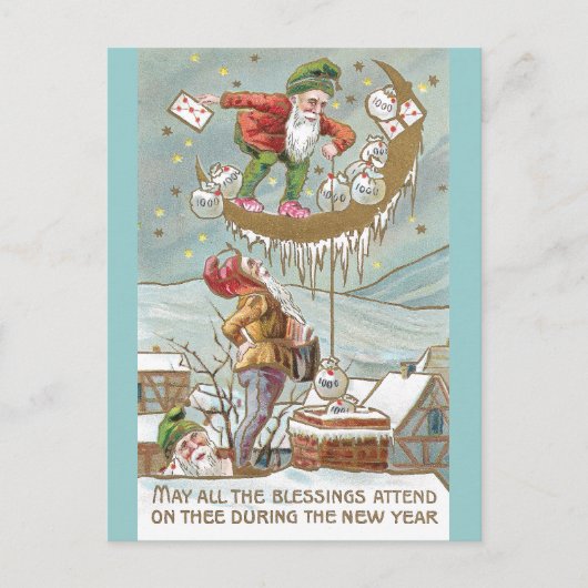 金ゴールドヴィンテージの袋でドワーフ シーズンポストカード (正面)