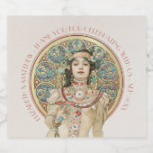 金ゴールドヴィンテージアールヌーボーミュシャきらめくワインラベ スパークリングワインラベル (シングルラベル)