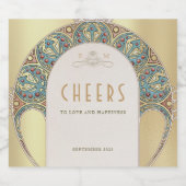 金ゴールドヴィンテージアールヌーボーミュシャきらめくワインラベ スパークリングワインラベル (シングルラベル)