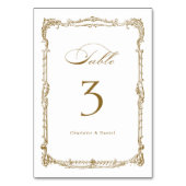 金ゴールドヴィンテージクラシックフレーム結婚スクリプト テーブルナンバー (正面)