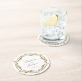 金ゴールドヴィンテージクラシックフレーム結婚スクリプト ラウンドペーパーコースター (インサイチュ)