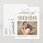 金ゴールドヴィンテージクラス2025写真卒業 案内ポストカード (正面/裏面)