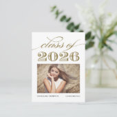 金ゴールドヴィンテージクラス2025写真卒業 案内ポストカード (スタンド正面)