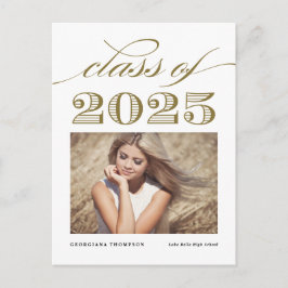 金ゴールドヴィンテージクラス2025写真卒業 案内ポストカード