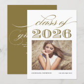 金ゴールドヴィンテージクラス2025写真卒業 案内状 (正面/裏面)