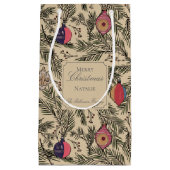 金ゴールドヴィンテージクリスマスオーナメントパインベリー スモールペーパーバッグ (正面)