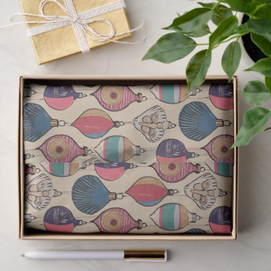 金ゴールドヴィンテージクリスマスオーナメントパターン 薄葉紙 (ギフト)