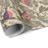 金ゴールドヴィンテージクリスマスオーナメント、パイン、ベリー ラッピングペーパー (ロールコーナー)