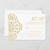 金ゴールドヴィンテージグラマーエレガンスウェディングRSVPカード 出欠カード (正面/裏面)
