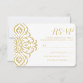金ゴールドヴィンテージグラマーエレガンスウェディングRSVPカード 出欠カード (正面)