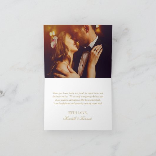 金ゴールドヴィンテージグラマー結婚ズモノグラム サンキューカード (内部)