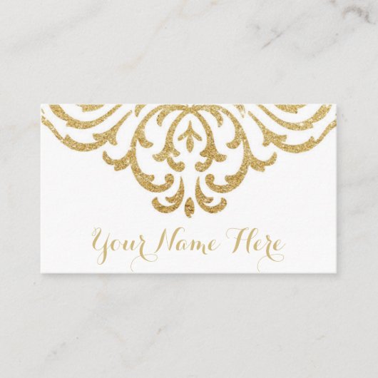 金ゴールドヴィンテージグラムエレガントウェディング座席表 プレイスカード (正面)