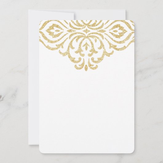 金ゴールドヴィンテージグラムエレガントブライダルシャワー招待 招待状 (裏面)