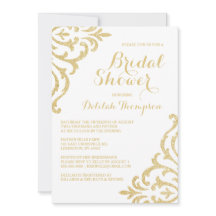 金ゴールドヴィンテージグラムエレガントブライダルシャワー招待