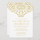 金ゴールドヴィンテージグラモールエレガンス結婚式招待状 招待状 (正面/裏面)