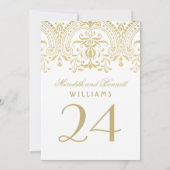 金ゴールドヴィンテージグ結婚ラマーのテーブル番号 招待状 (裏面)