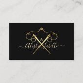 金ゴールドヴィンテージシーストレス裁縫針モノグラム 名刺 (正面)