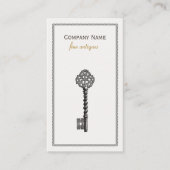 金ゴールドヴィンテージスケルトン鍵アンティーク家具店 名刺 (正面)