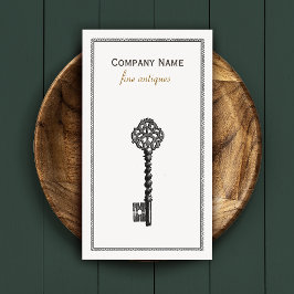 金ゴールドヴィンテージスケルトン鍵アンティーク家具店 名刺