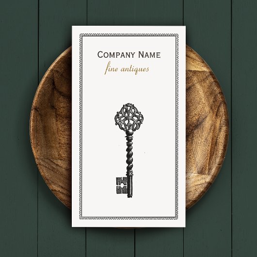 金ゴールドヴィンテージスケルトン鍵アンティーク家具店 名刺