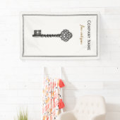 金ゴールドヴィンテージスケルトン鍵アンティーク家具店 横断幕 (インサイチュ)