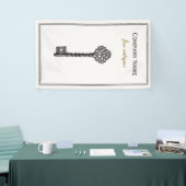 金ゴールドヴィンテージスケルトン鍵アンティーク家具店 横断幕 (トレードショー)