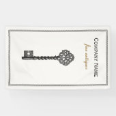 金ゴールドヴィンテージスケルトン鍵アンティーク家具店 横断幕 (横)