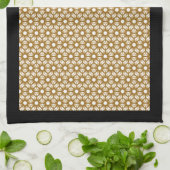 金ゴールドヴィンテージスターバストパターン |黒 キッチンタオル (折り畳み)