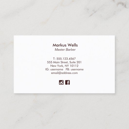 金ゴールドヴィンテージストレートカミソリマスター理容師 名刺 (裏面)