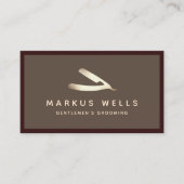 金ゴールドヴィンテージストレートカミソリマスター理容師 名刺 (正面)