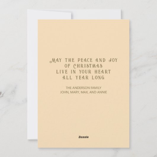 金ゴールドヴィンテージスノーカバー村メリークリスマス シーズンカード (裏面)