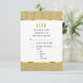 金ゴールドヴィンテージダマスク結婚式 出欠カード (スタンド正面)