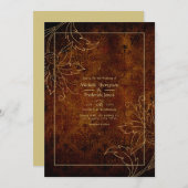 金ゴールドヴィンテージダマスク結婚式 招待状 (正面/裏面)