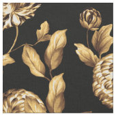 金ゴールドヴィンテージダリア花パターン ファブリック (クローズアップ)