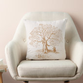 金ゴールドヴィンテージツリーイメージクリームベッドルーム装飾用クッション クッション