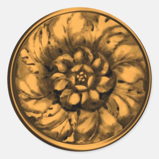 金ゴールドヴィンテージバロックエンボスルックシール ラウンドシール (正面)