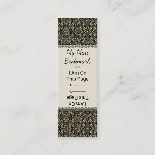 金ゴールドヴィンテージピンホイールダマスクパーソナライズされた スキニー名刺 (正面)