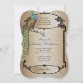 金ゴールドヴィンテージピーコックローリング20sデコ結婚ズ 招待状 (正面)