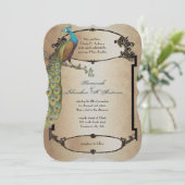 金ゴールドヴィンテージピーコックローリング20sデコ結婚ズ 招待状 (スタンド正面)