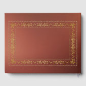 金ゴールドヴィンテージフレームの茶色の背景 ゲストブック (裏面)