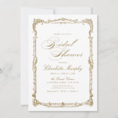 金ゴールドヴィンテージフレームクラシックブライダルシャワー 招待状 (正面)