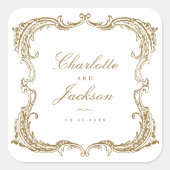 金ゴールドヴィンテージフレームクラシック結婚式の引き出物 スクエアシール (正面)