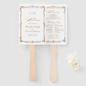 金ゴールドヴィンテージフレームクラシック結婚式 プログラム ハンドファン (正面&裏面)