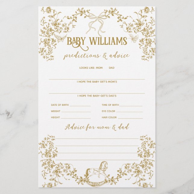 金ゴールドヴィンテージフローラベビー予測ゲーム (正面)