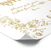 金ゴールドヴィンテージフローラボウベア赤ちゃんシャワーおむつ ポスター (角)