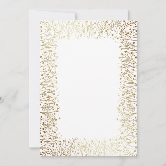 金ゴールドヴィンテージベビーの息 – フィリ結婚グリー 招待状 (裏面)