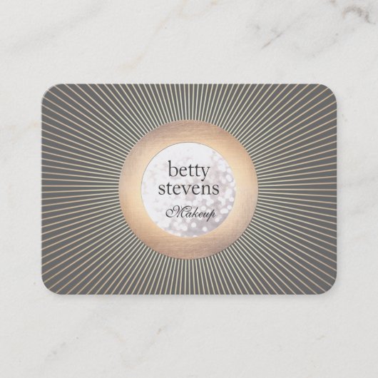 金ゴールドヴィンテージメイクアップアーティストグラマラス《写真》ぼけ味ブラック 名刺 (正面)